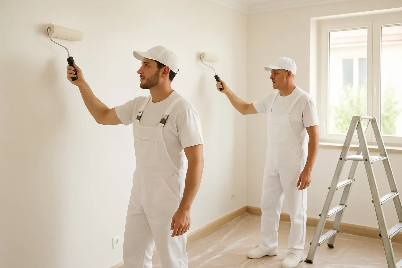Pintores profesionales trabajando en la reforma de una vivienda